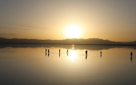 caka salt lake, sunset, nature, sunshine, golden yellow